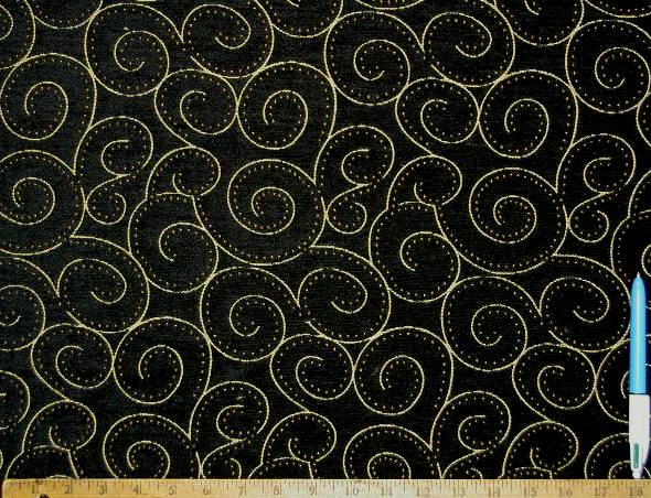 Sample Fabricut Fabrics Pattern Chicago Color Black Gold Chenille Upholstery and Home Decor Fabric by the yard