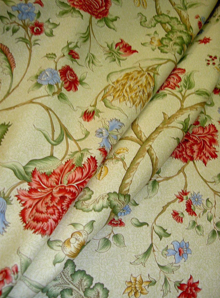Scalamandre Pattern Palampore Color Celery Linen Fabric Remnant - click to order