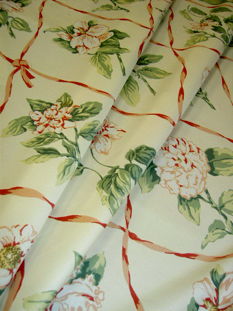 draped Thibault Alexandria Floral Upscale Drapery Workroom Fabric Remnant for frugal decorating - click to order