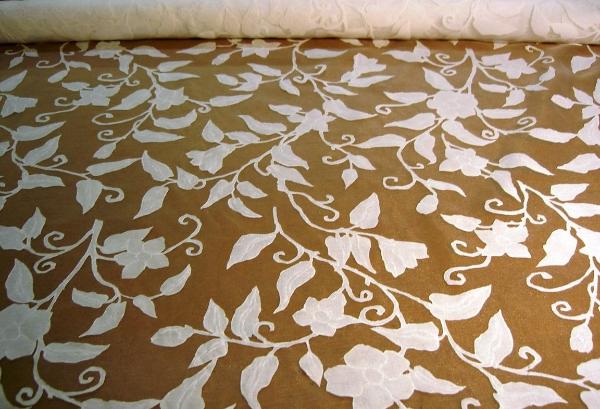 Drapery Work Room White on White Polyester Sheer Fabric Remnant Special