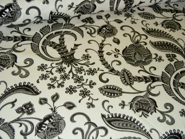 Angle view of Braemore Textiles Pattern Desmond Color Domino (Black on White) Decorating Fabric by the yard