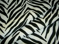 folded picture By the Yard Peachtree Zebra Pattern Cotton Chenille Black & White Upholstery Fabric