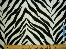 sample of By the Yard Peachtree Zebra Pattern Cotton Chenille Black & White Upholstery Fabric