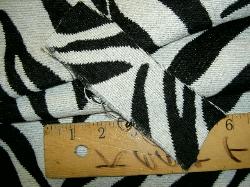 swatch By the Yard Peachtree Zebra Pattern Cotton Chenille Black & White Upholstery Fabric