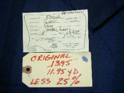 Information on closeout navy blue stripe fabric