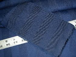 Swatch of interior decorator's navy blue stripe closeout fabric
