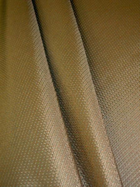 Draped view of Drapery Weight Textured Brown with Green Polyester Workroom Fabric Remnant