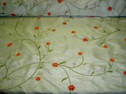Daralee Suburban Fabrics Bonaire Aqua Embroidered Drapery Sheer Fabric