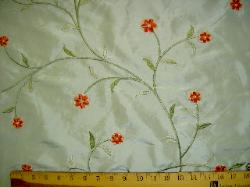 sample image Duralee Fabrics Bonaire Aqua embroidered fabric