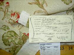 Shop Tag of this Fabric at Schindler's Fabrics and Upholstery Shop Inc