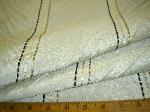 Get a sample of this Englands Fryetts Fabrics Embroidered Drapery Linear Taupe Poly Silk Fabric