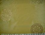 Sample of Englands Fryetts Fabrics Embroidered Drapery Olive Swards Ki Poly Silk Oriana Fabric discounted high end designer home decor fabric for draperies and window treatments