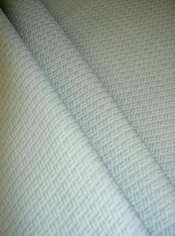 Draped Fabric Shop Special Basket Weave Design Central Park Upholstery Vinyl Light Gray by the yard