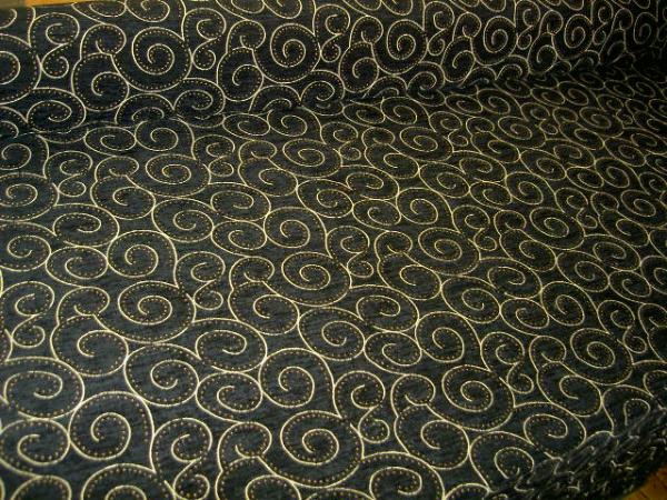 Angle view Fabricut Fabrics Pattern Chicago Color Black Gold Chenille Upholstery and Home Decor Fabric by the yard