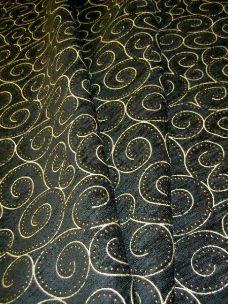 Draped Fabricut Fabrics Pattern Chicago Color Black Gold Chenille Upholstery and Home Decor Fabric by the yard