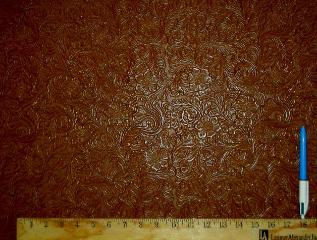 Sample of Faux Tooled Etched Leather by the yard pattern Laredo Upholstery Vinyl Fabric Color Pottery