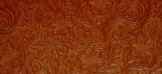 Swatch of Faux Tooled Etched Leather by the yard pattern Laredo Upholstery Vinyl Fabric Color Pottery
