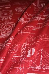 Draped Folia Ralph Lauren Design Closeout Cross Roads Novelty Color Red White Fabric