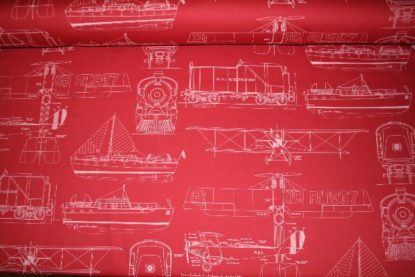 Folia Ralph Lauren Design Closeout Cross Roads Novelty Color Red White Fabric - click to order