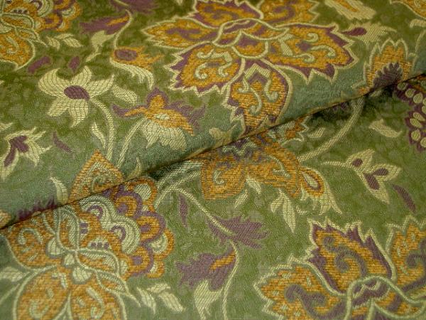 Closeup folded Glenn Floral Jacquard Tapestry Design Color Wisteria Upholstery Fabric Store Special