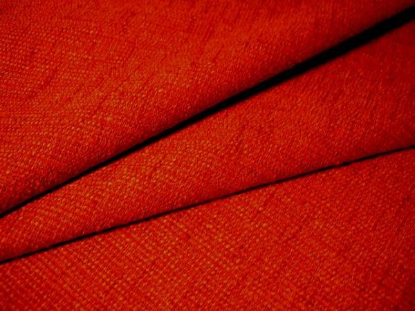 Closeup double folded Home Decorating Fabric Store Special Wallace Red Tweed with Chenille by the yard