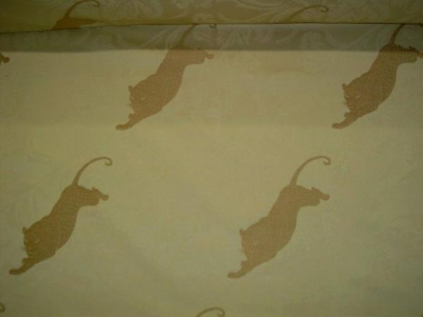 Jaquar Tapestry Pattern on Cream Damask Background Fabric Shop Discount Special by the yard