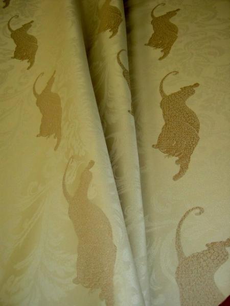 Draped image of Jaquar Tapestry Pattern on Cream Damask Background Fabric Shop Discount Special by the yard