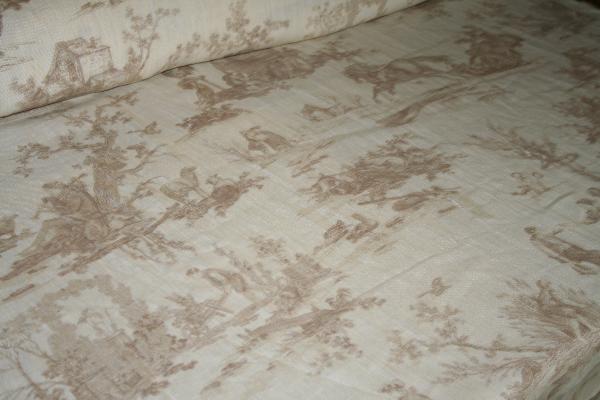 Laura Ashley Pastimes Willow Linen Fabric Toile LA1286 Color 114 Portfolio Fabrics - click to order