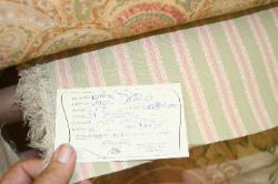Schindlers Fabrics and Upholstery Shop Tag for this discount designer multipurpose fabric