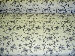Laura Kiran Pattern Shiraz Indigo Casement Embroidered Home Decor fabric