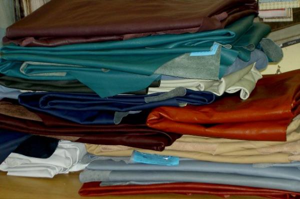 Leather Hides on Sale from Upholstery Shop Workroom Buyout for Designing Cheap - click for store page