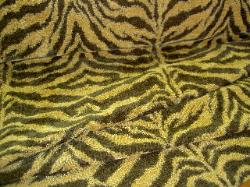 Folded Fabric Shot of Chenille Tigra Bronze Tiger Fur Fabric