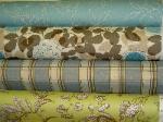 P Kaufmann Home Decor Fabric Aqua Brown Yellow Designer Coordinates