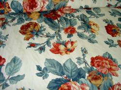 Drapery, Upholstery, Multiuse Closeout Fabric, Floral and Stripe Design