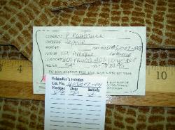 Image of Shop Tag Info of fabric at Schindler's Fabrics and Upholstery Shop