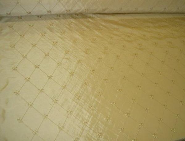 angle view Pattern Elegante Diamond Design with Embroidery Color 3 Gold Drapery Fabric by the yard