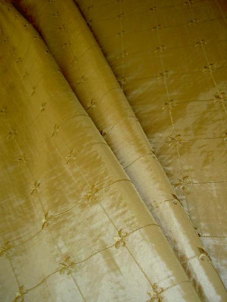 Draped Pattern Elegante Diamond Design with Embroidery Color 3 Gold Drapery Fabric by the yard