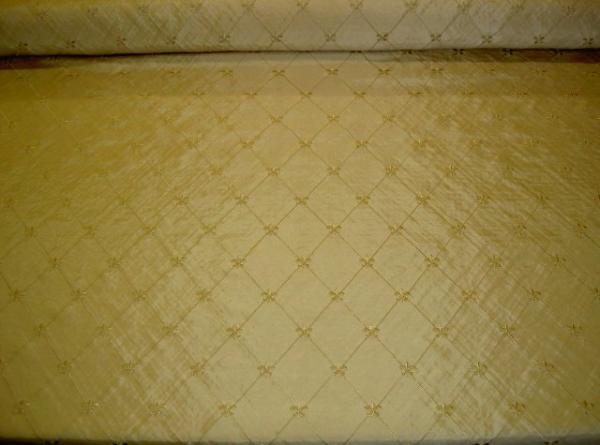 Table view Pattern Elegante Diamond Design with Embroidery Color 3 Gold Drapery Fabric by the yard