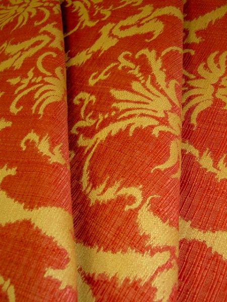 Draped Robert Allen Chalini Cinnabar Premium Upholstery Weight Jacquard Fabric Remnant