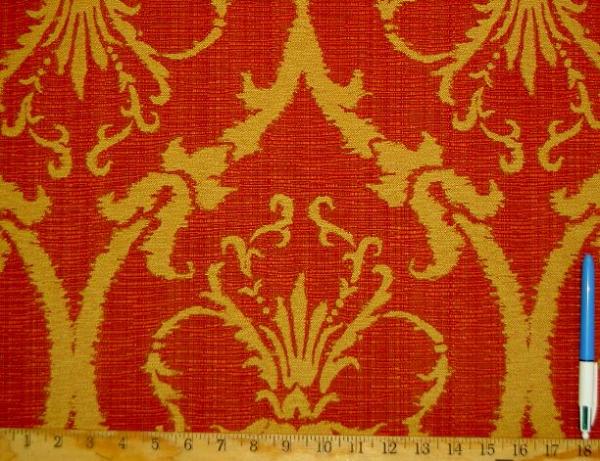 Closeup Robert Allen Chalini Cinnabar Premium Upholstery Weight Jacquard Fabric Remnant