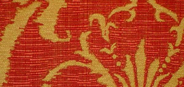 Swatch of Robert Allen Chalini Cinnabar Premium Upholstery Weight Jacquard Fabric Remnant