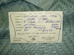 Schindlers Fabrics and Upholstery Shop Tag for this discount designer canvas fabric