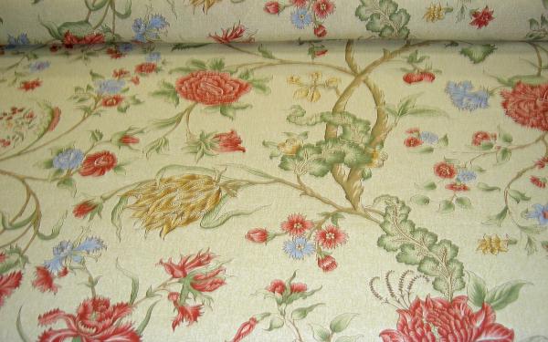 Scalamandre Pattern Palampore Color Celery Linen Fabric Remnant by the yard