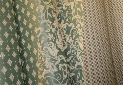 Seafoam and Spray Upholstery Coordinates Regal Fabrics patterns Aria, Maggie and Minuet poly cotton upholstery and decorating fabrics