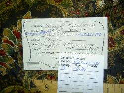 Shop tag of fabric at Schindler's Fabric and Upholstery Shop