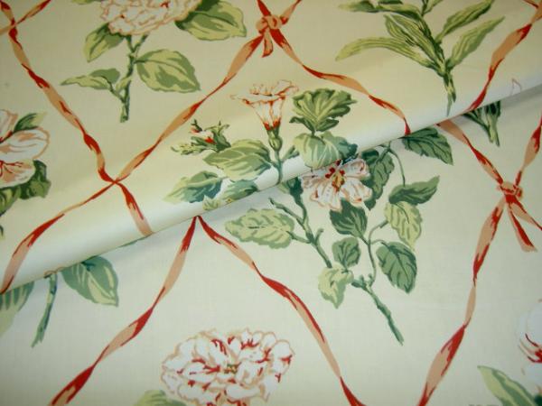 folded closeup view of Thibault Alexandria Floral Upscale Drapery Workroom Fabric Remnant for frugal decorating