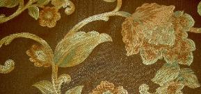 swatch Upscale Floral Vine Design on Chocolate Brown Upholstery Weight Drapery Workroom Remnant